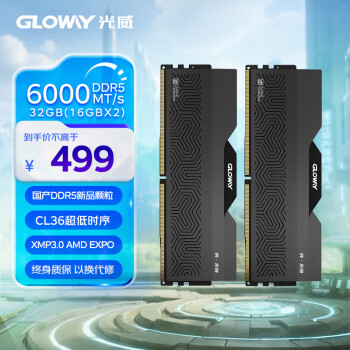光威 龙武-弈系列 DDR5 6000MHz 台式机内存 马甲条 星空黑 32GB 16GBx2 CL36