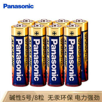 移动端、京东百亿补贴：松下 Panasonic 5号五号AA碱性干电池1.5V 遥控器玩具话筒门锁手电筒 LR6BCH 8节