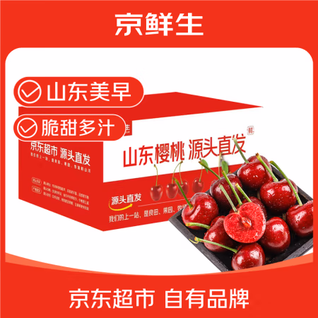 京鲜生 山东樱桃/车厘子 2J级/10g+ 净重1.8斤 生鲜水果 源头直发