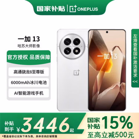 今日必买、国家补贴:一加 OnePlus 13 5G手机 12GB+256GB 白露晨曦 骁龙8至尊版