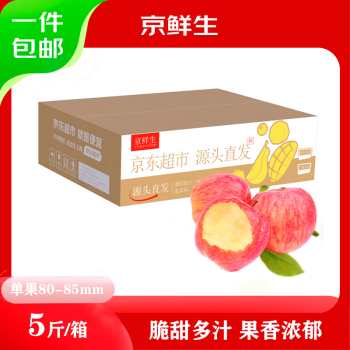 京鲜生 金良宝  烟台红富士 苹果 净重5斤单果200g+  新鲜水果 源头直发 净重5斤80-85