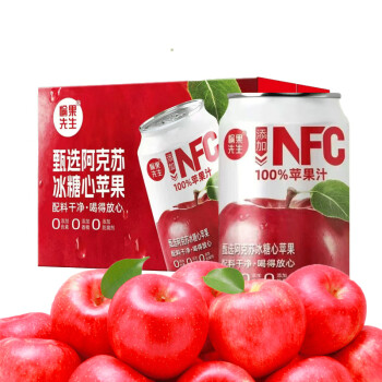 移动端、京东百亿补贴：愉果先生 100%NFC苹果汁纯鲜榨果汁饮料0添加剂 NFC100%苹果汁310ml*8瓶