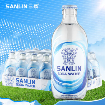 三麟 苏打水335ml*24瓶 无糖原味气泡水整箱装苏打汽水 0糖0卡0脂
