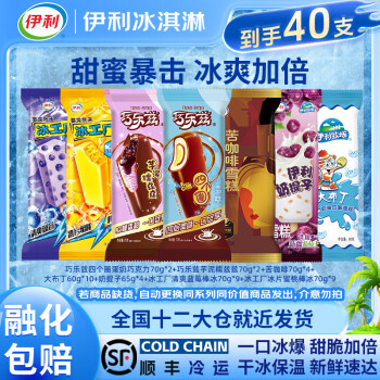 伊利 清仓！伊利雪糕冰淇淋巧乐兹苦咖啡组合40支冰工厂大布丁奶提子雪糕40支 40支混搭大礼包（共2690g）