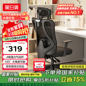 黑白调 P1 人体工学电脑椅 标准版