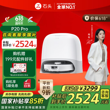 国家补贴：石头 Roborock P20 Pro 扫拖一体机 水箱版