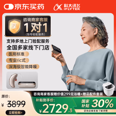 国家补贴：科大讯飞 iFLYTEK HC-05 耳背式助听器 盈月版 右耳